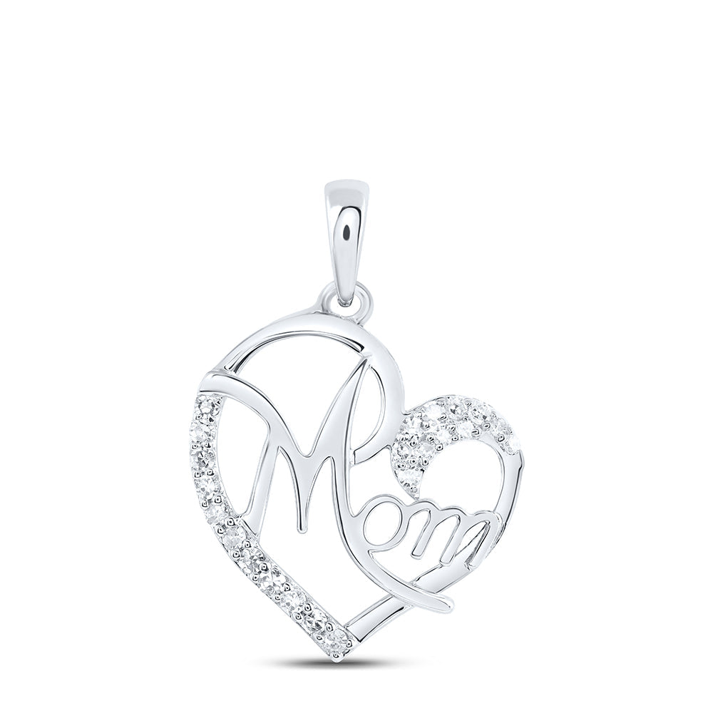 1/8CTW-NAT DIA NK MOM HEART PENDANT Daisy Joyeria