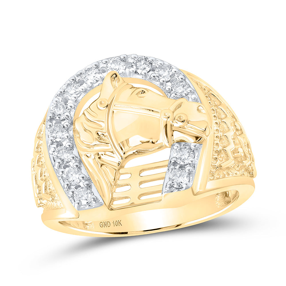 1/2CTW-NAT DIA NK HORSESHOE MENS RING 10 Daisy Joyeria
