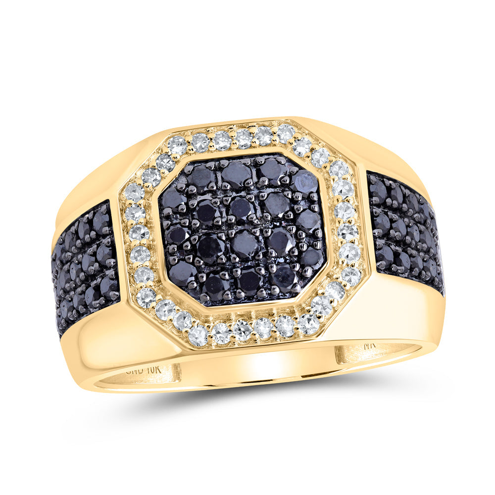 1 1/5CTW-NAT DIA NK BLACK DIAMOND MENS RING 10 Daisy Joyeria