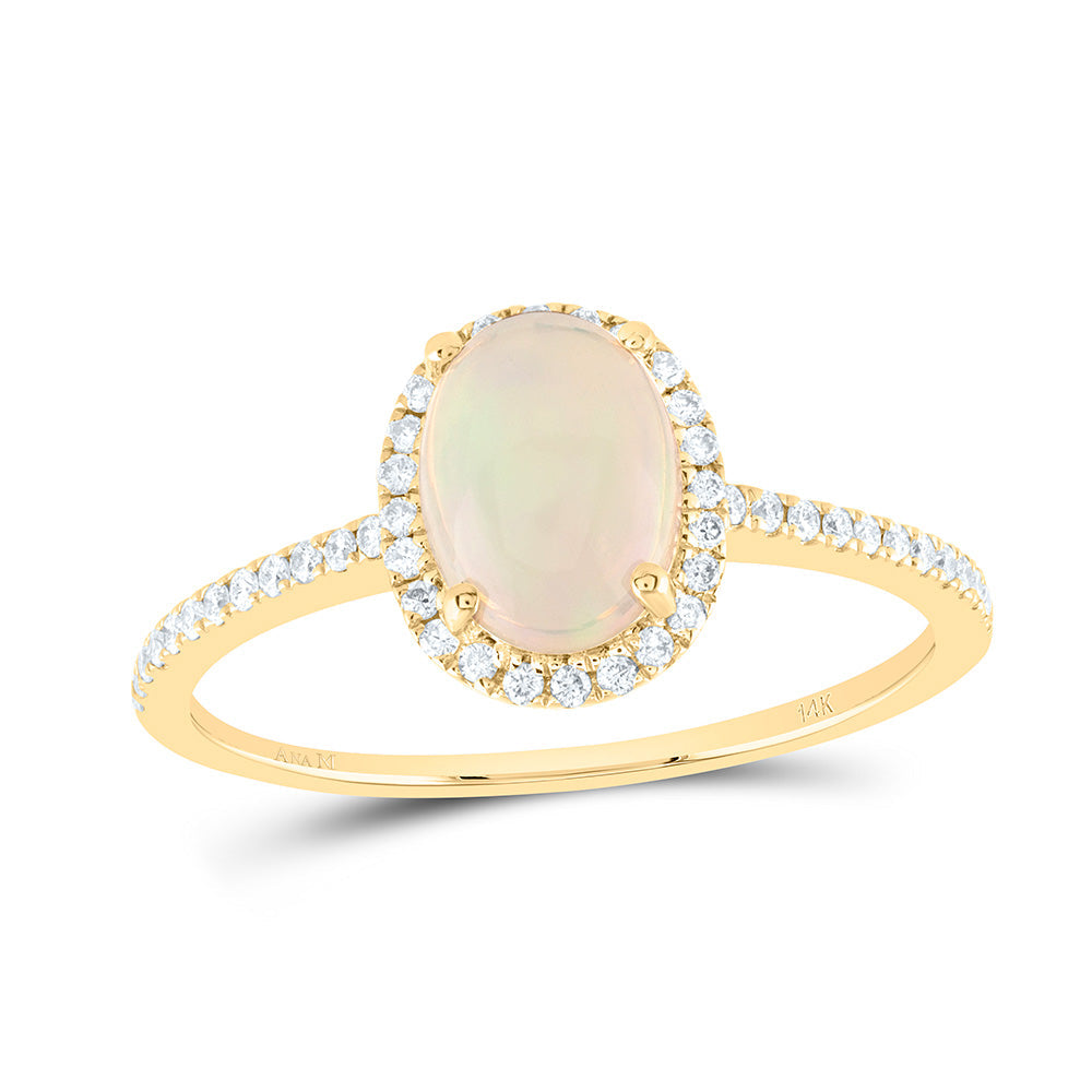 1/5CTW-NAT DIA ANA M 8X6MM-OPAL NAT GEM RING 7 Daisy Joyeria