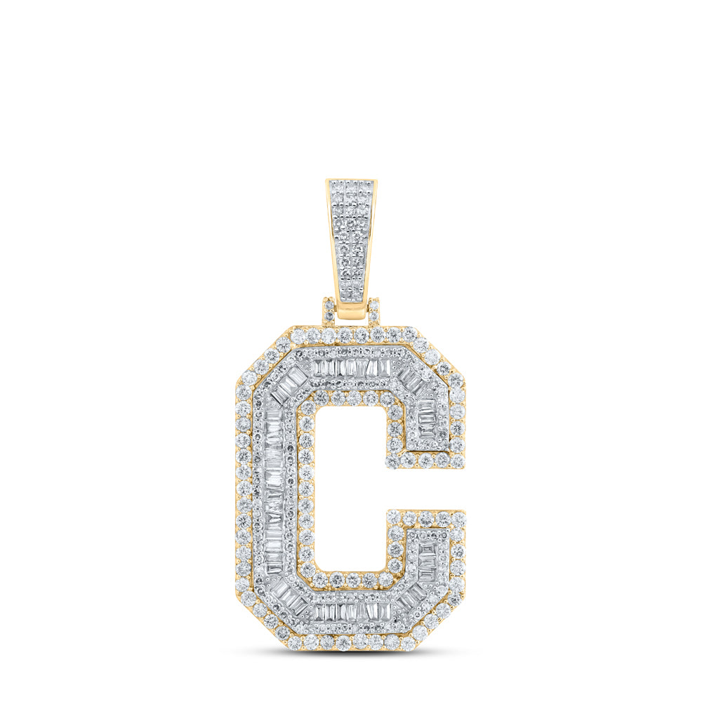 2 7/8CTW-NAT DIA NK MENS INITIAL "C" PENDANT Daisy Joyeria