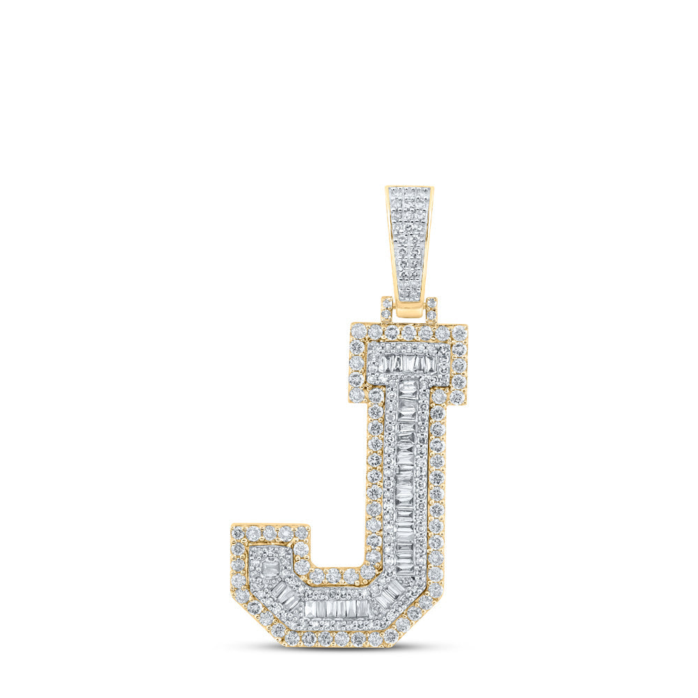 2CTW-NAT DIA NK MENS INITIAL "J" PENDANT Daisy Joyeria