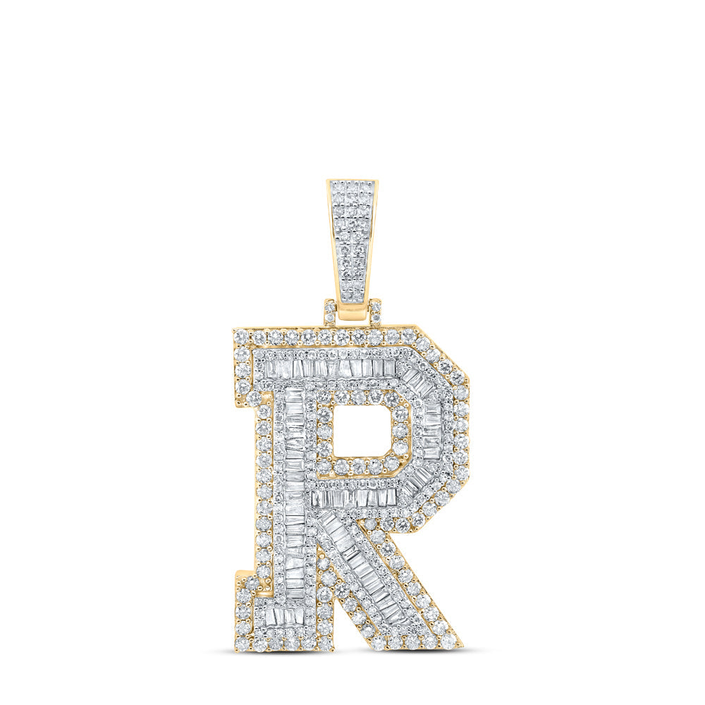 3 1/5CTW-NAT DIA NK MENS INITIAL "R" PENDANT Daisy Joyeria