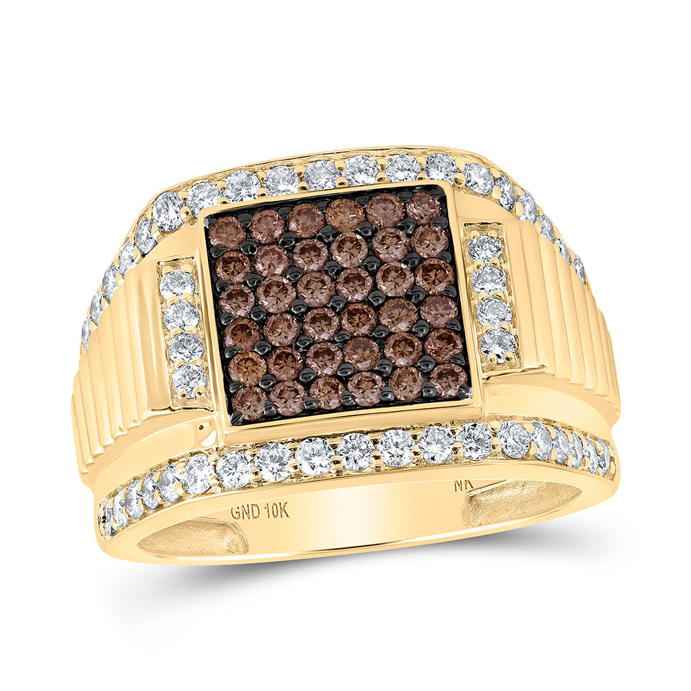 1 5/8CTW-NAT DIA NK COGNAC NATURAL MENS RING 10 Daisy Joyeria