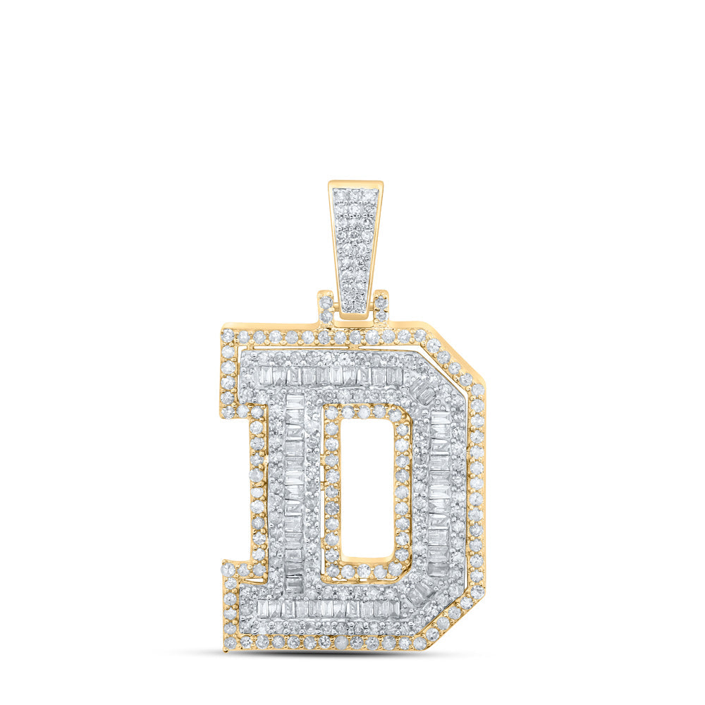 7/8CTW-NAT DIA P1 INITIAL "D" MENS PENDANT Daisy Joyeria