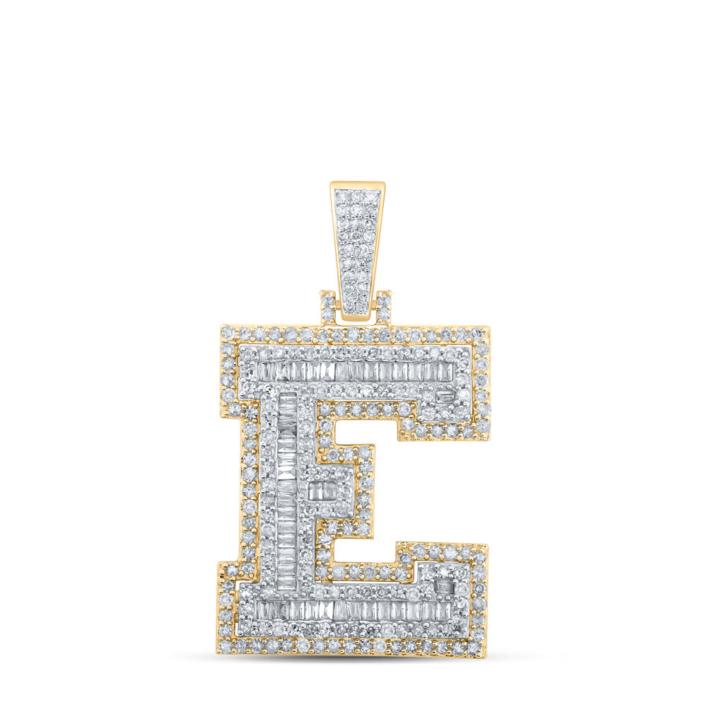 7/8CTW-NAT DIA P1 INITIAL "E" MENS PENDANT Daisy Joyeria