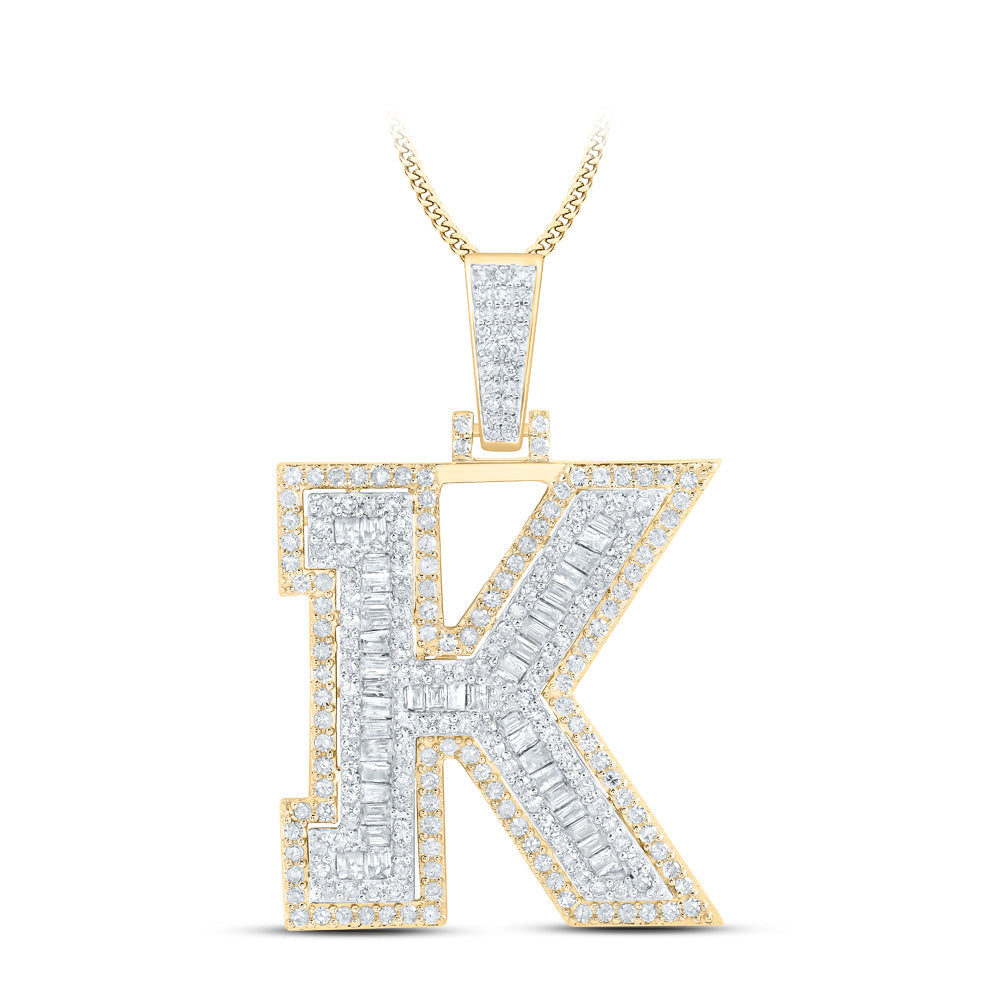 7/8CTW-NAT DIA P1 INITIAL "K" MENS PENDANT Daisy Joyeria