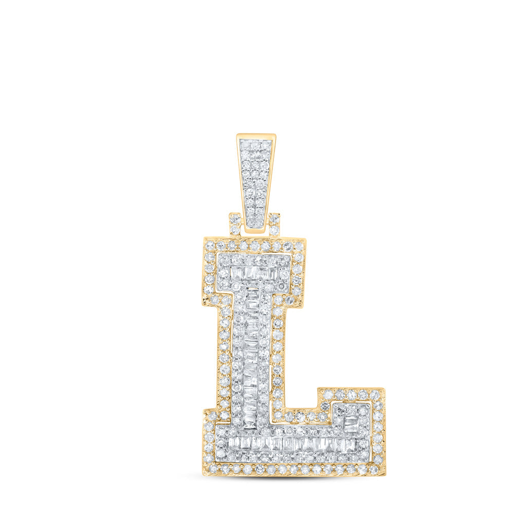 5/8CTW-NAT DIA P1 INITIAL "L" MENS PENDANT Daisy Joyeria