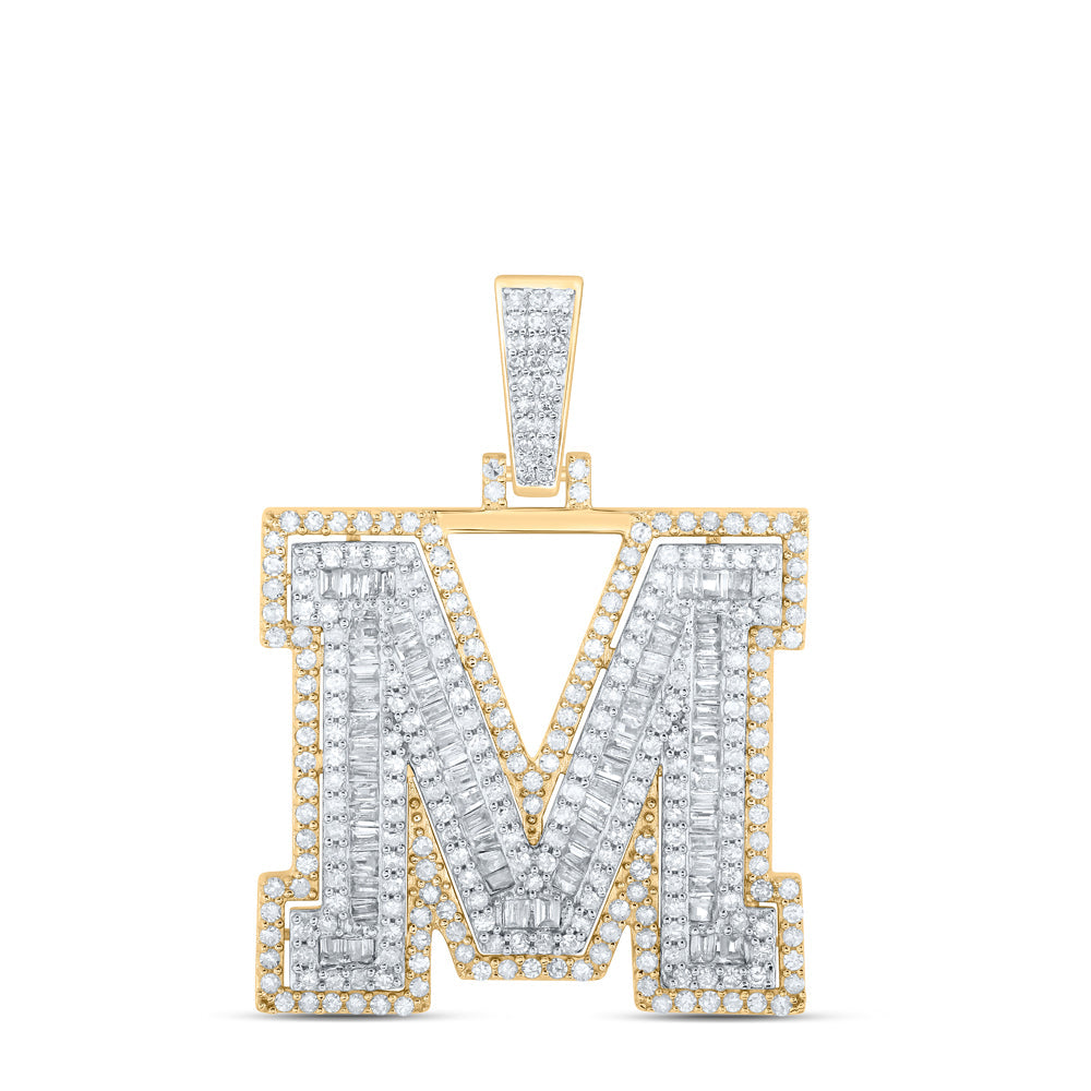 1CTW-NAT DIA P1 INITIAL "M" MENS PENDANT Daisy Joyeria