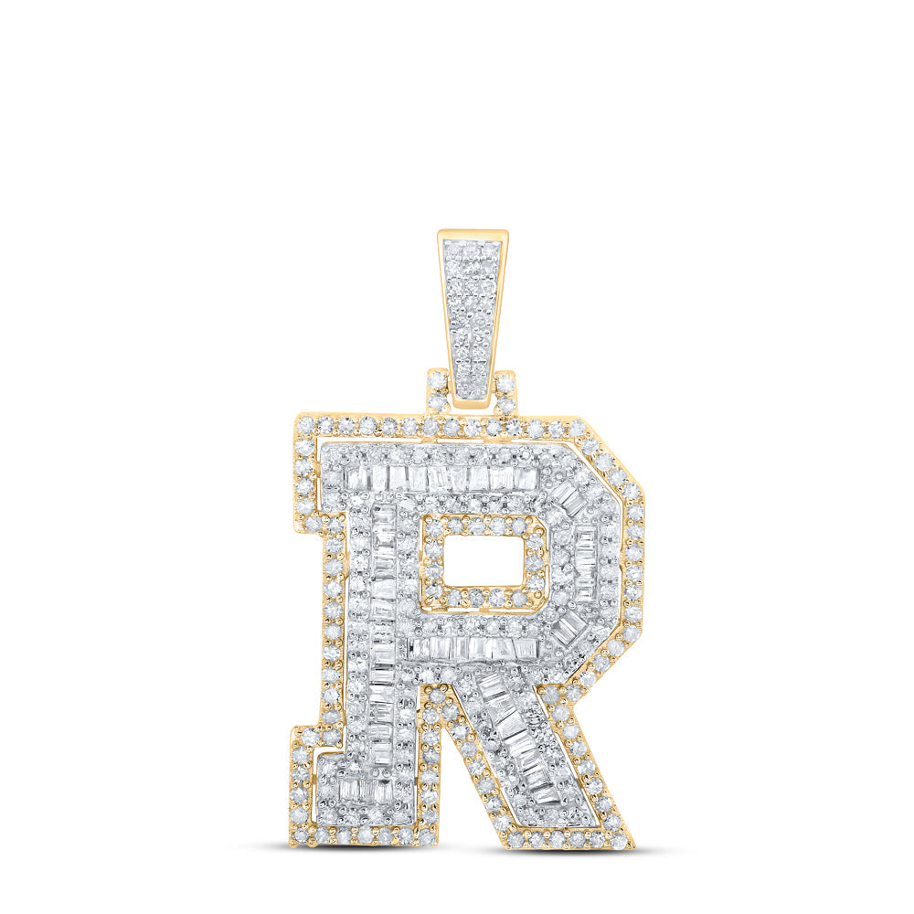 7/8CTW-NAT DIA P1 INITIAL "R" MENS PENDANT Daisy Joyeria
