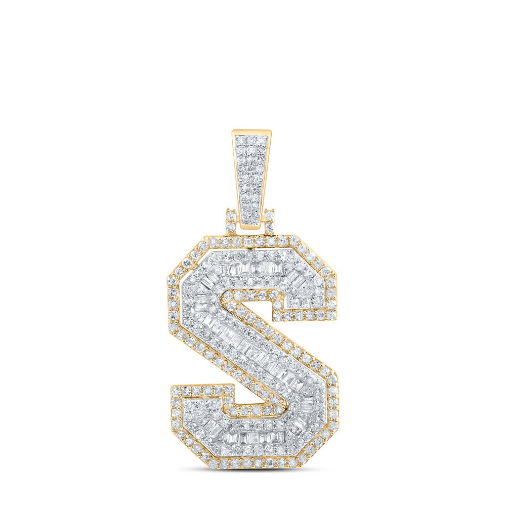 3/4CTW-NAT DIA P1 INITIAL "S" MENS PENDANT Daisy Joyeria