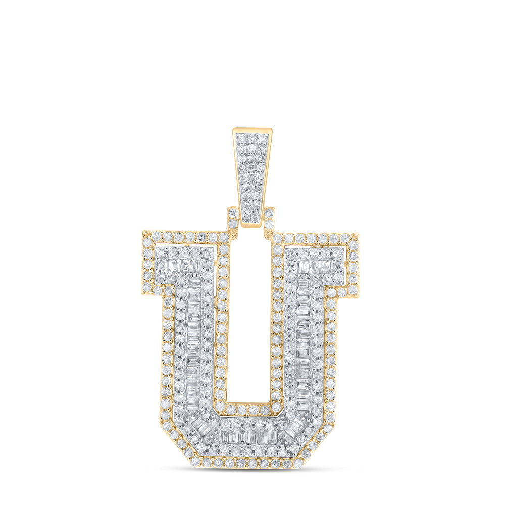 7/8CTW-NAT DIA P1 INITIAL "U" MENS PENDANT Daisy Joyeria