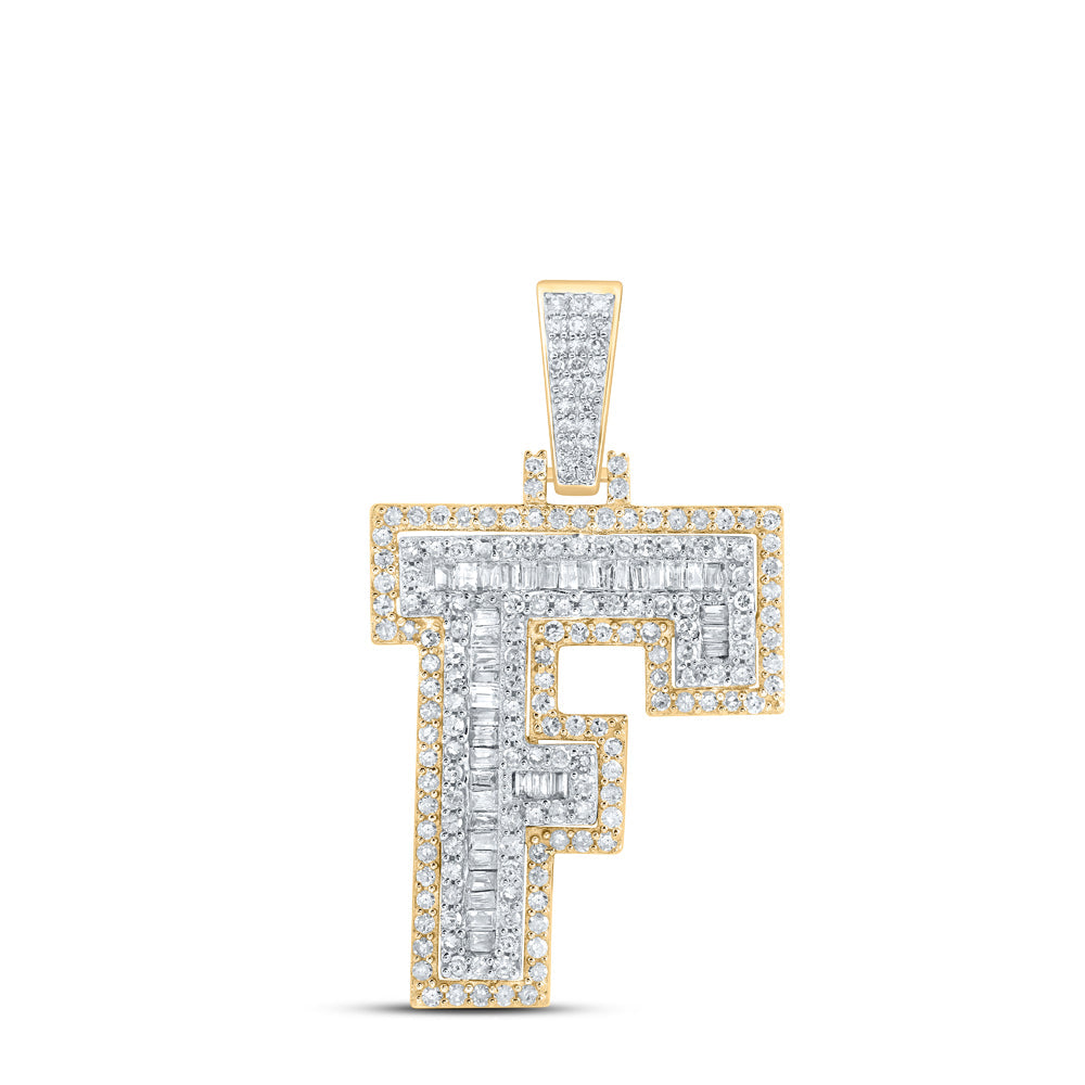 1CTW-NAT DIA P1 INITIAL "F" MENS PENDANT Daisy Joyeria