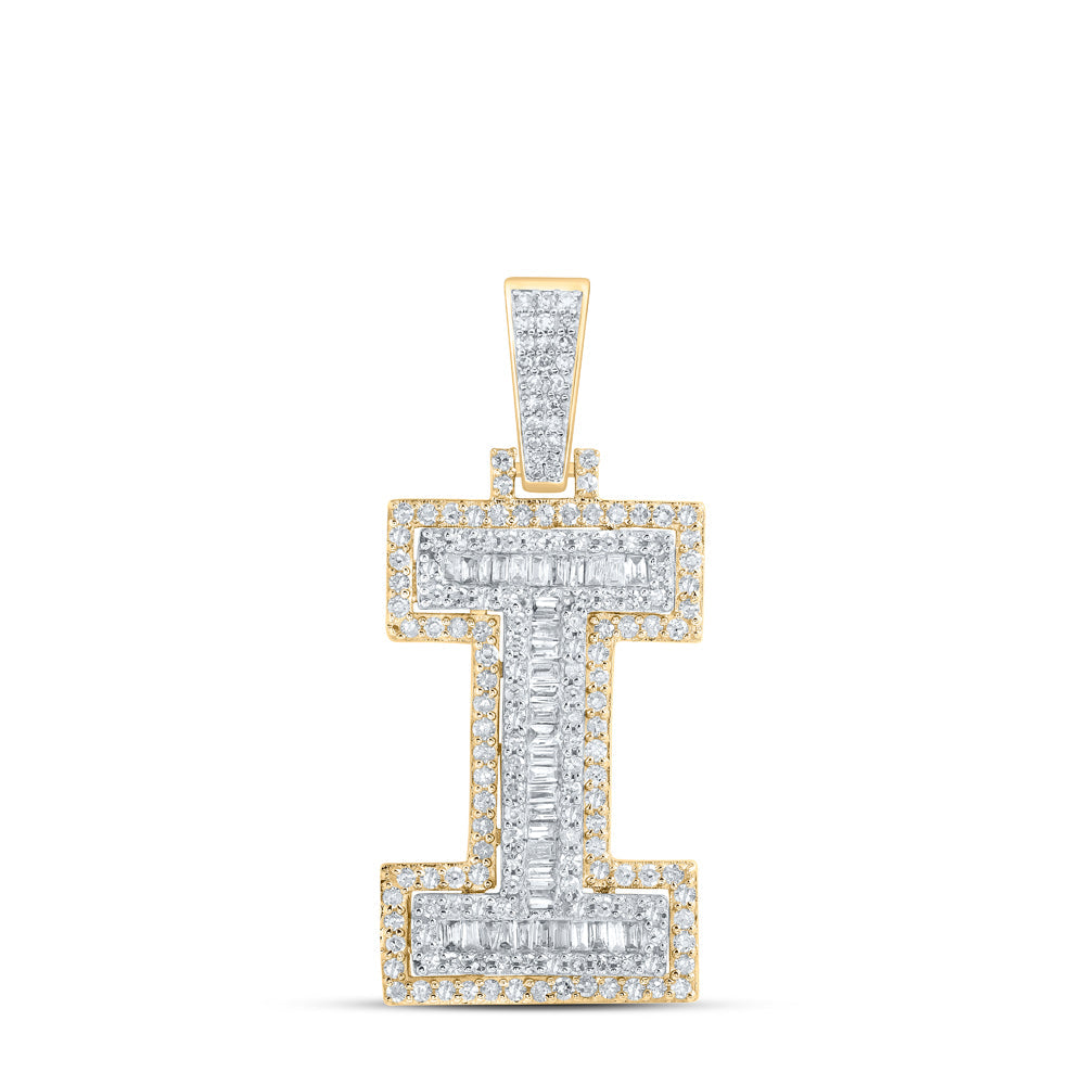 7/8CTW-NAT DIA P1 INITIAL "I" MENS PENDANT Daisy Joyeria
