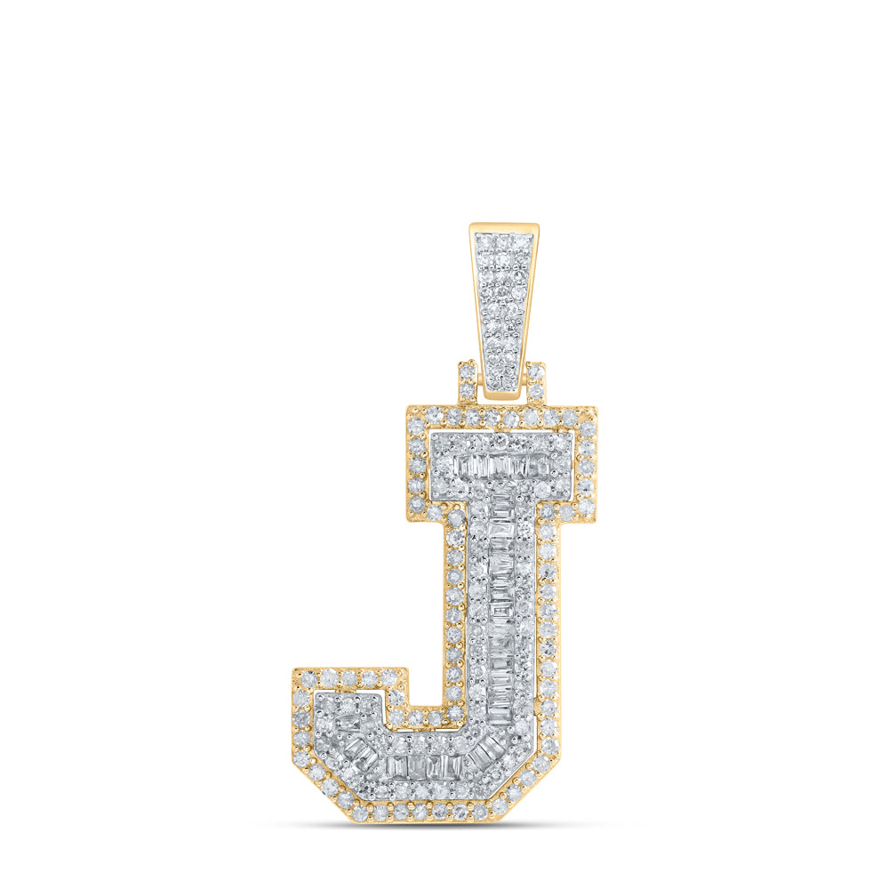 7/8CTW-NAT DIA P1 INITIAL "J" MENS PENDANT Daisy Joyeria