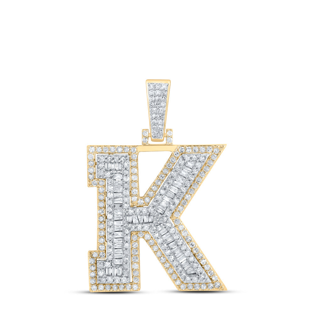 1CTW-NAT DIA P1 INITIAL "K" MENS PENDANT Daisy Joyeria