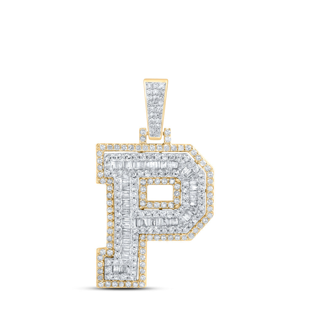1CTW-NAT DIA P1 INITIAL "P" MENS PENDANT Daisy Joyeria