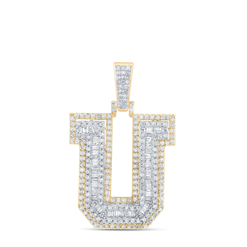 1CTW-NAT DIA P1 INITIAL "U" MENS PENDANT Daisy Joyeria