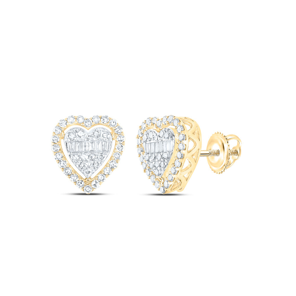 1/2CTW-NAT DIA NK HEART EARRING Daisy Joyeria