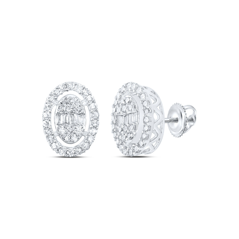 3/8CTW-NAT DIA NK FASHION OVAL SHAPE EARRING Daisy Joyeria