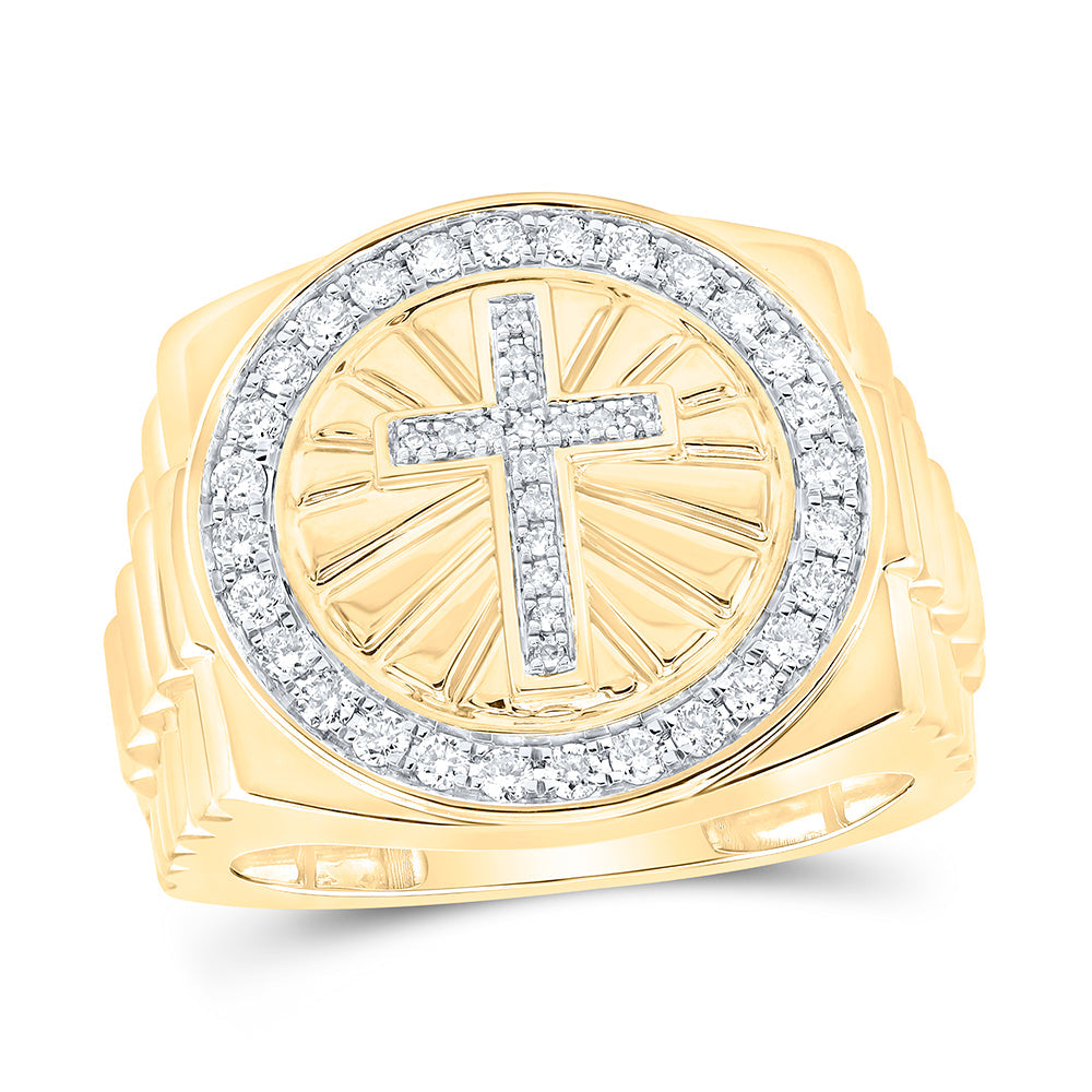 1/2CTW-NAT DIA NK CROSS MENS RING 10 Daisy Joyeria
