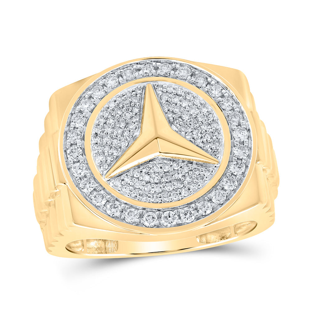 10k Yellow Gold Round Diamond Star Circle Ring 3/4 Cttw 10 Daisy Joyeria