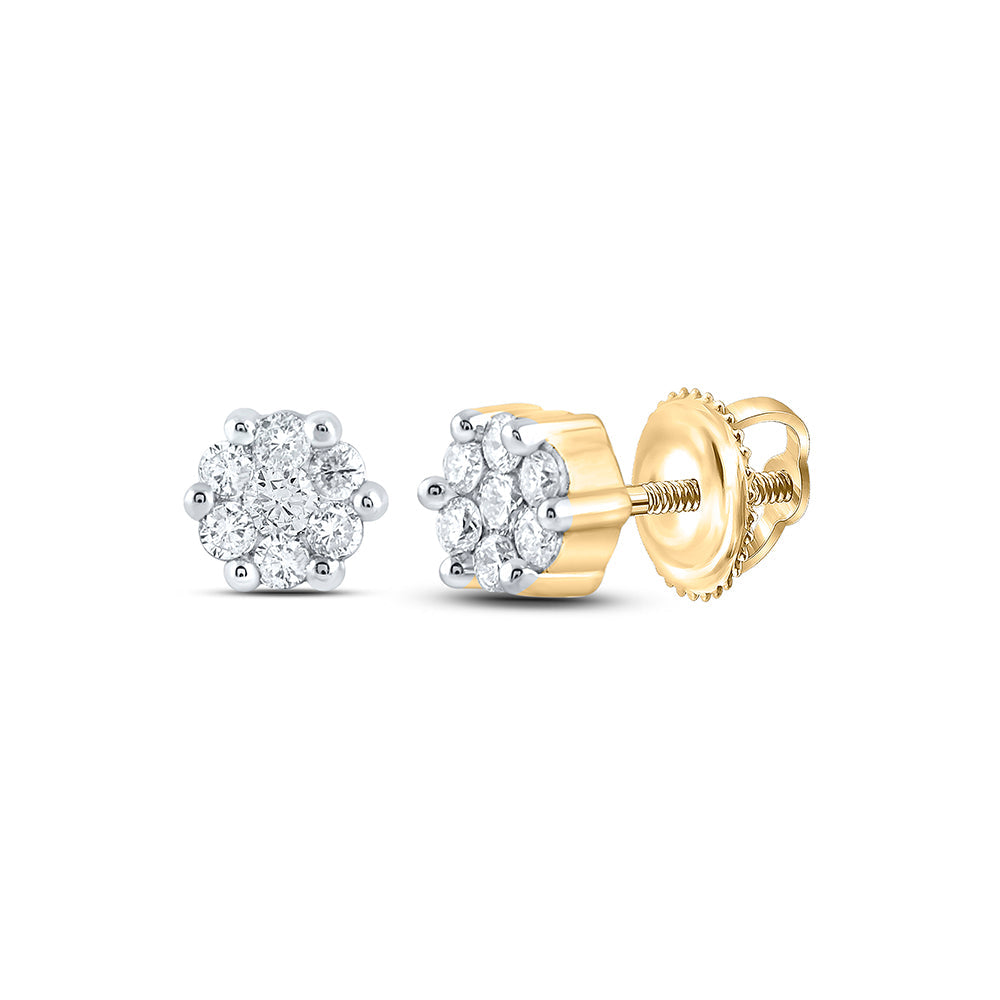 1/6CTW-NAT DIA NK FASHION FLOWER EARRING Daisy Joyeria