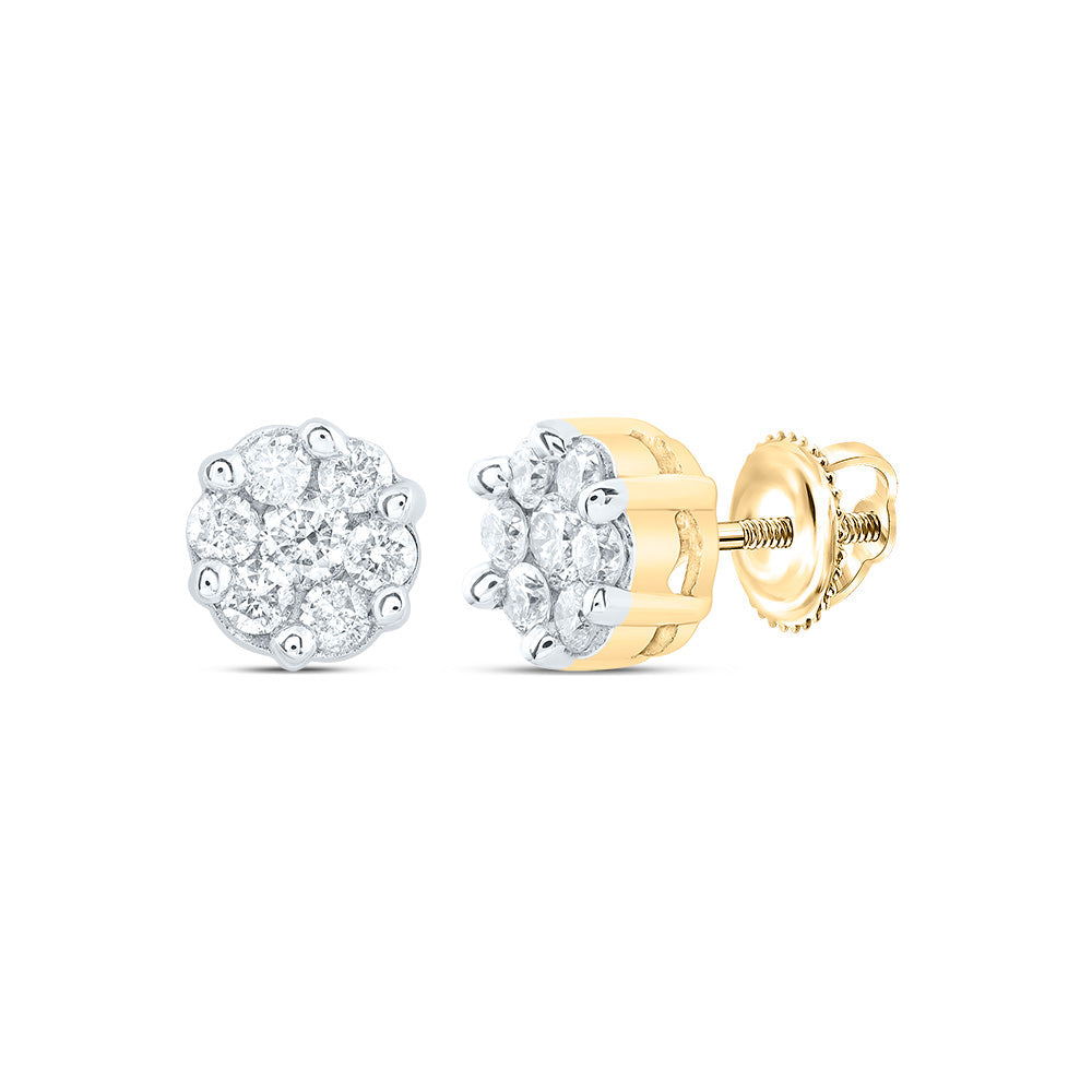 1/4CTW-NAT DIA NK FLOWER EARRING Daisy Joyeria