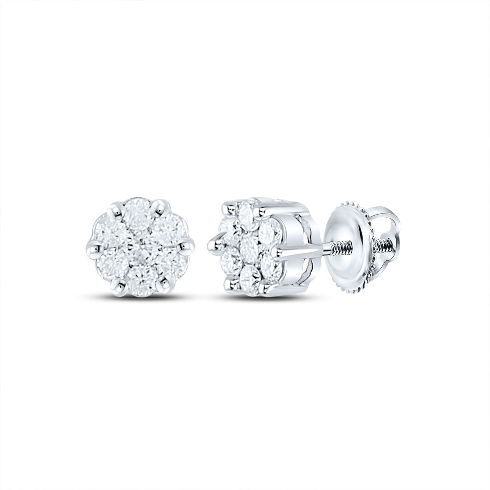 1/4CTW-NAT DIA NK FLOWER EARRING Daisy Joyeria