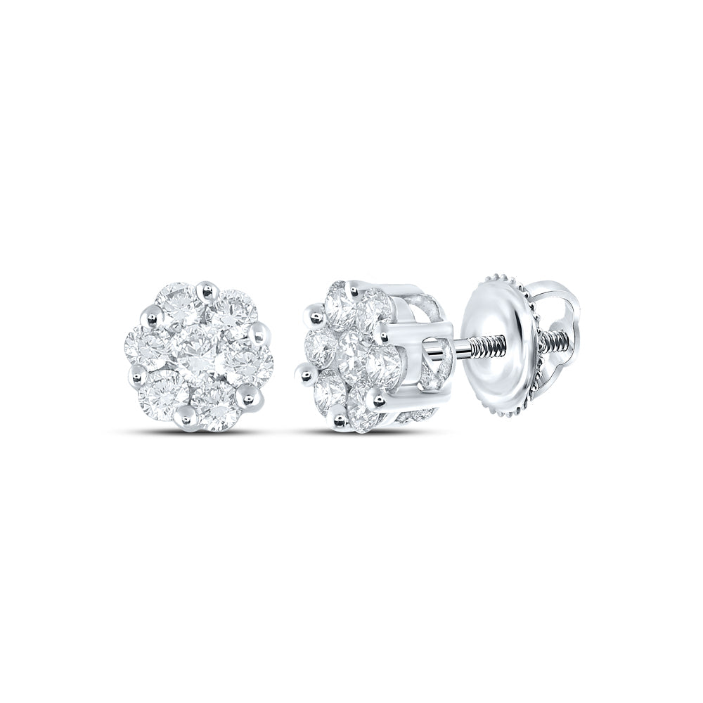 1/2CTW-NAT DIA NK FLOWER EARRING Daisy Joyeria