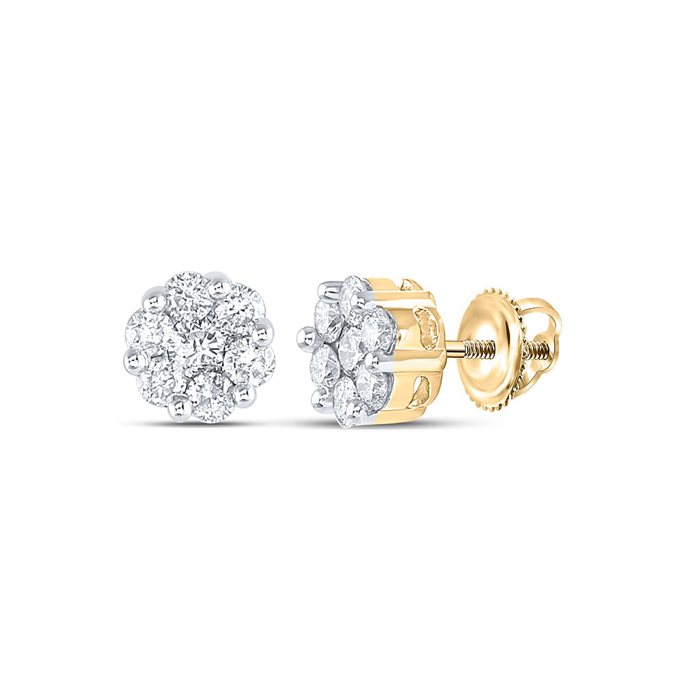 1CTW-NAT DIA NKE 2*0.14CT-CRD 12*0.06CTS FLOWER EARRING CERT Daisy Joyeria