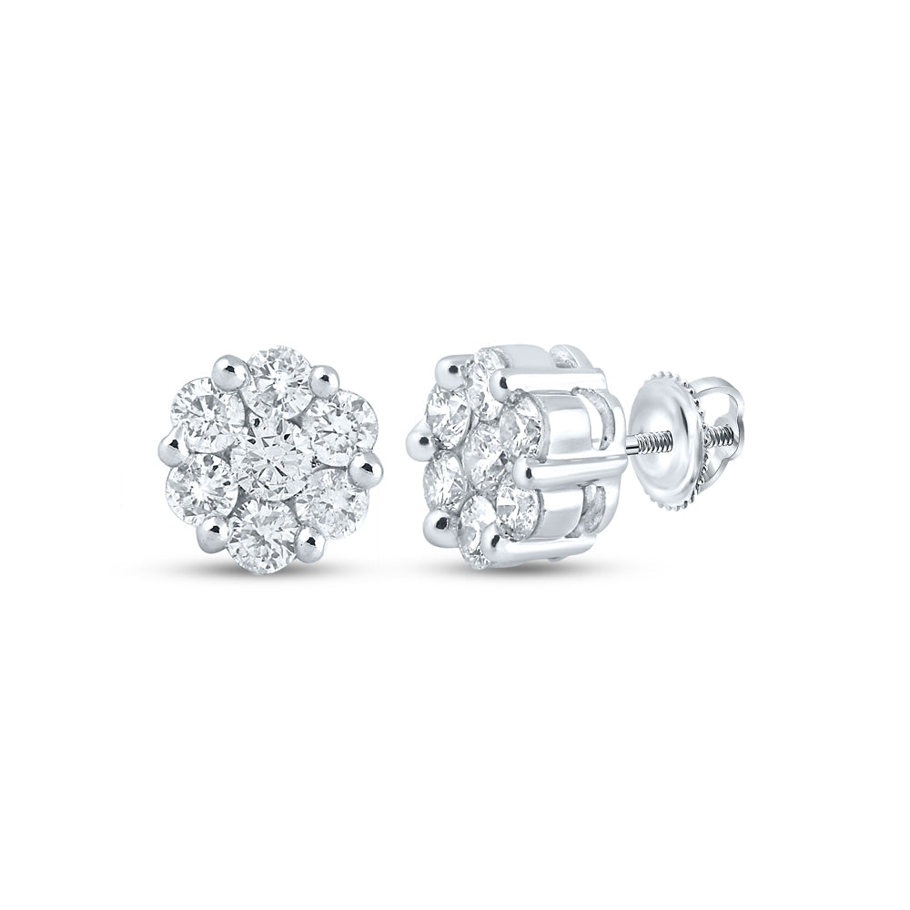 2CTW-NAT DIA NKE 2*0.16CT-CRD 12*0.15CTS FLOWER EARRING Daisy Joyeria