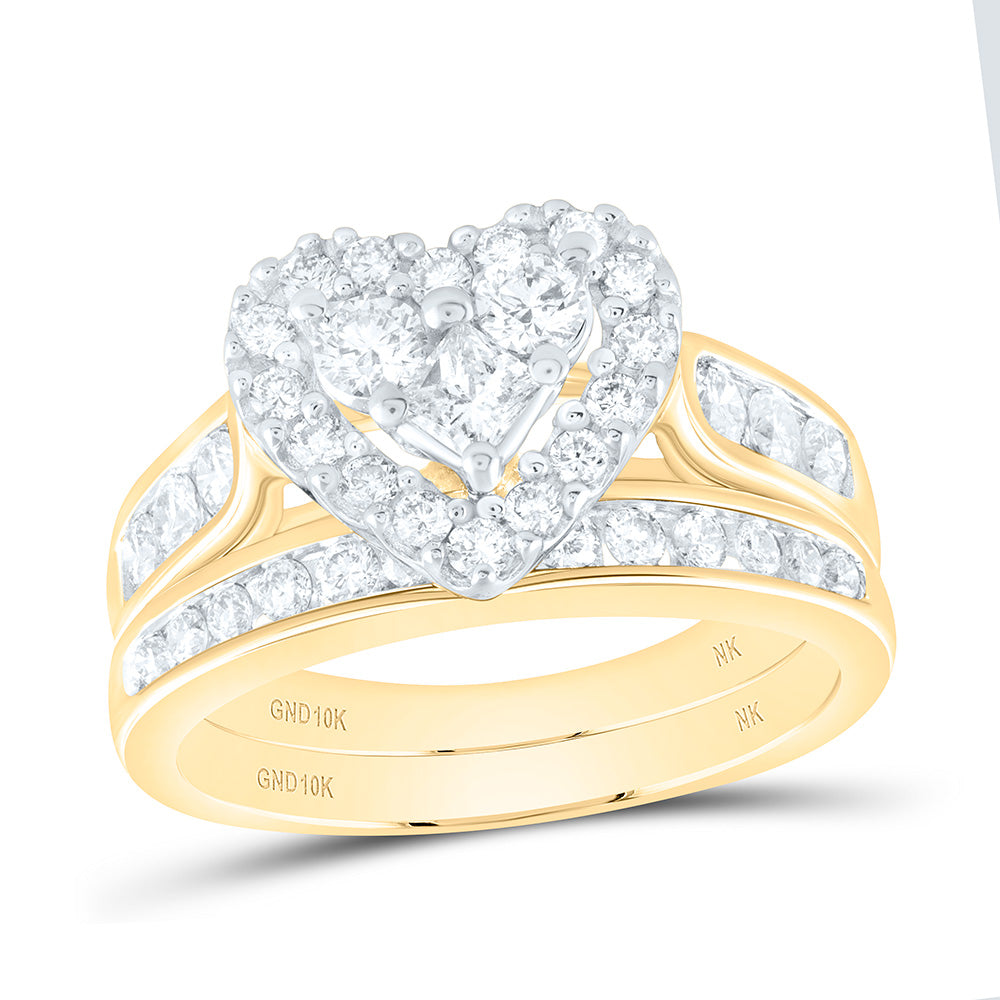 1CTW-NAT DIA NK HEART BRIDAL SET 7 Daisy Joyeria
