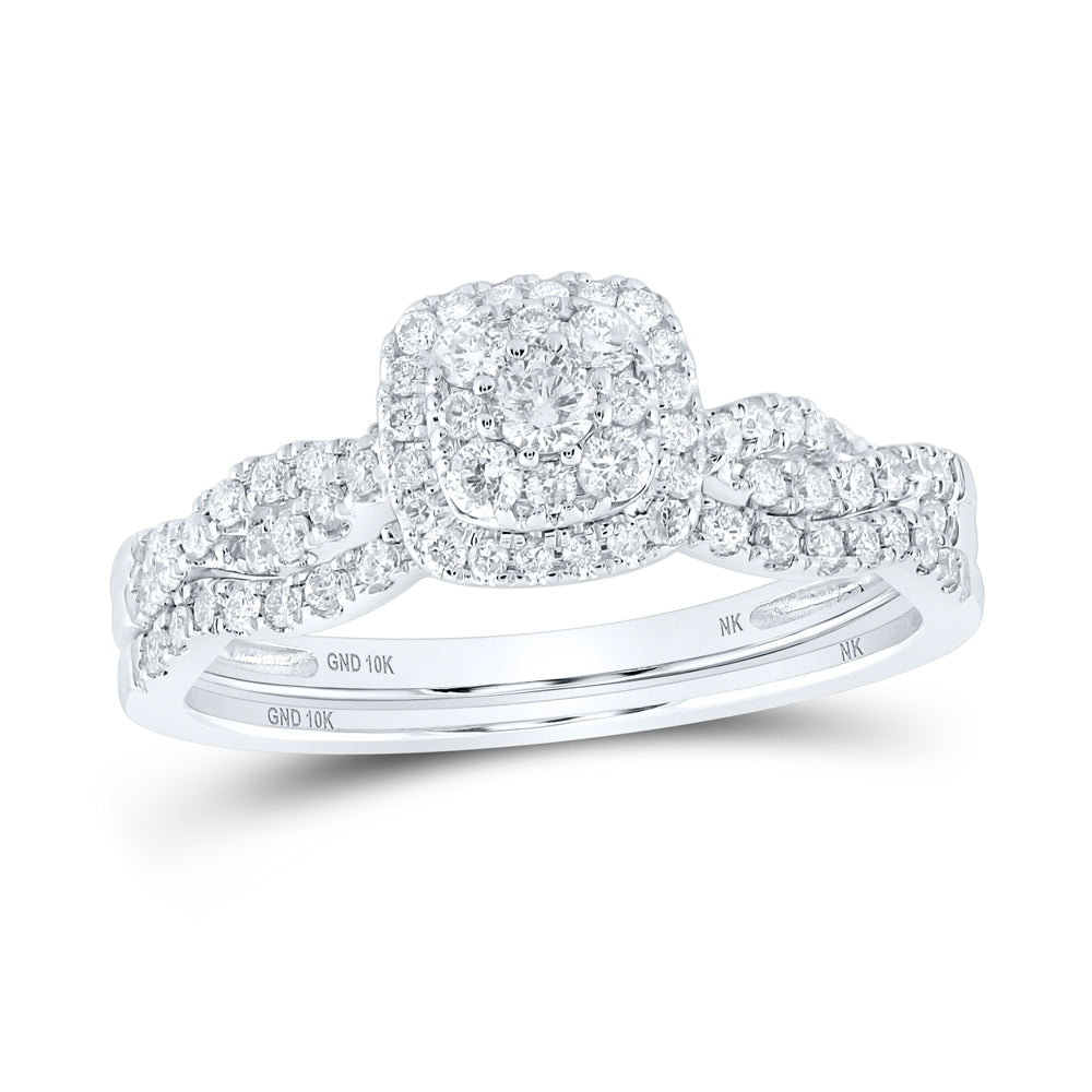 1/2CTW-NAT DIA NK CUSHION BRIDAL SET 7 Daisy Joyeria