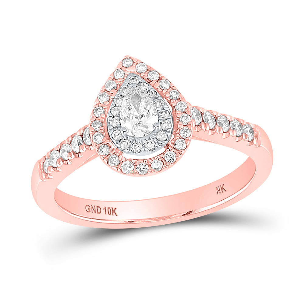 1/2CTW-NAT DIA NK 1/5CT-CPEAR DOUBLE HALO ENGAGEMENT RING 7 Daisy Joyeria