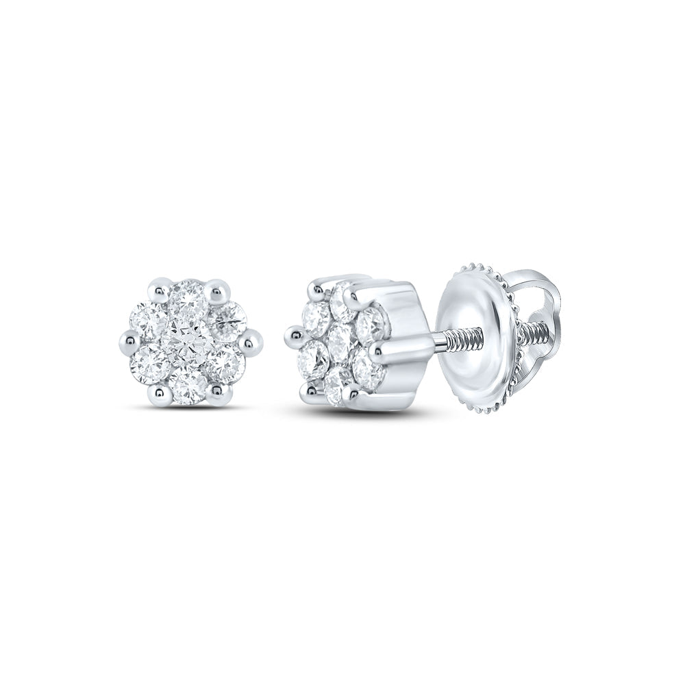 1/6CTW-NAT DIA NKP FLOWER EARRING Daisy Joyeria