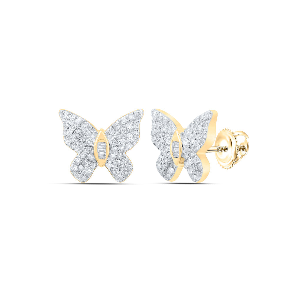 3/8CTW-NAT DIA P1 BUTTERFLY EARRING Daisy Joyeria