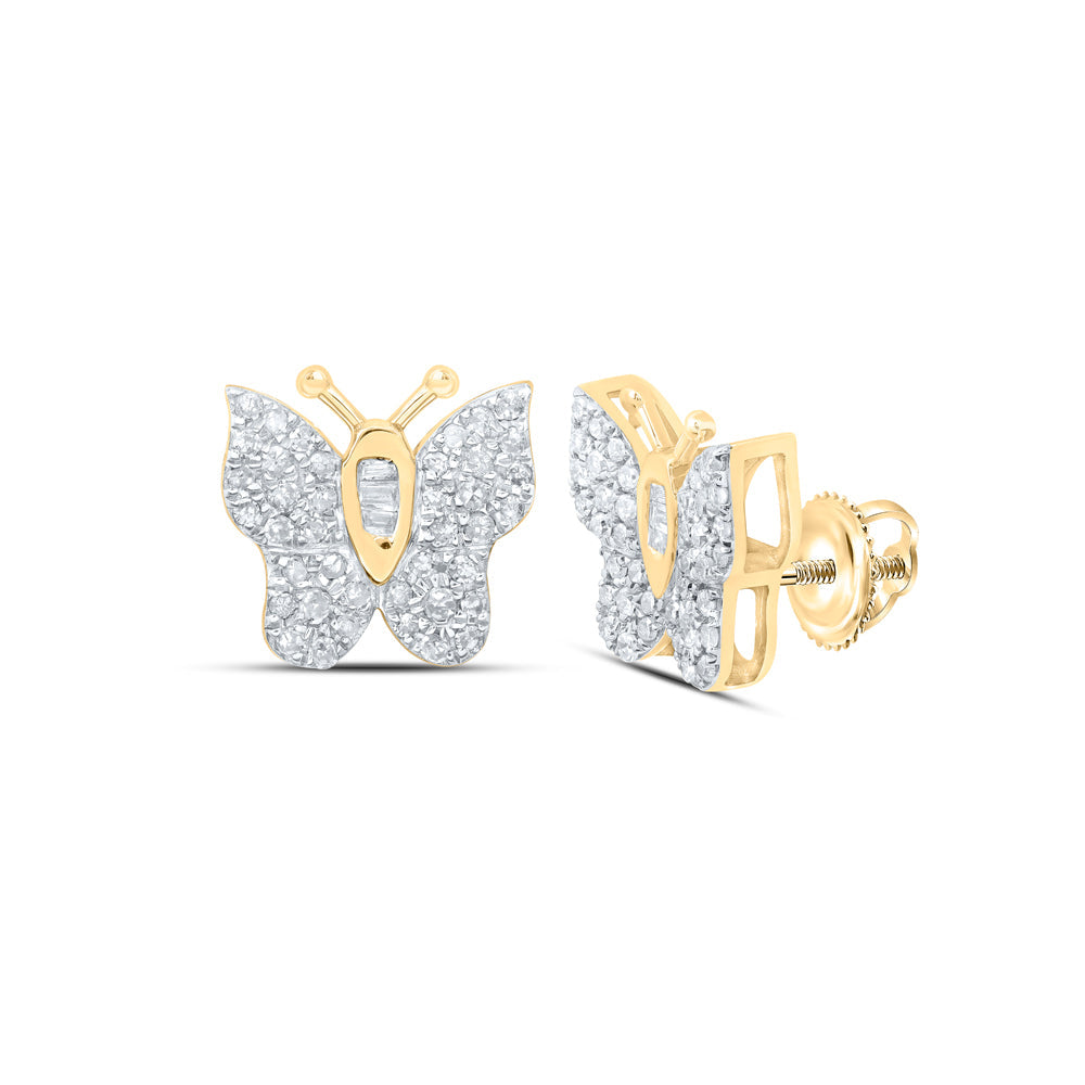 1/4CTW-NAT DIA P1 BUTTERFLY EARRING Daisy Joyeria
