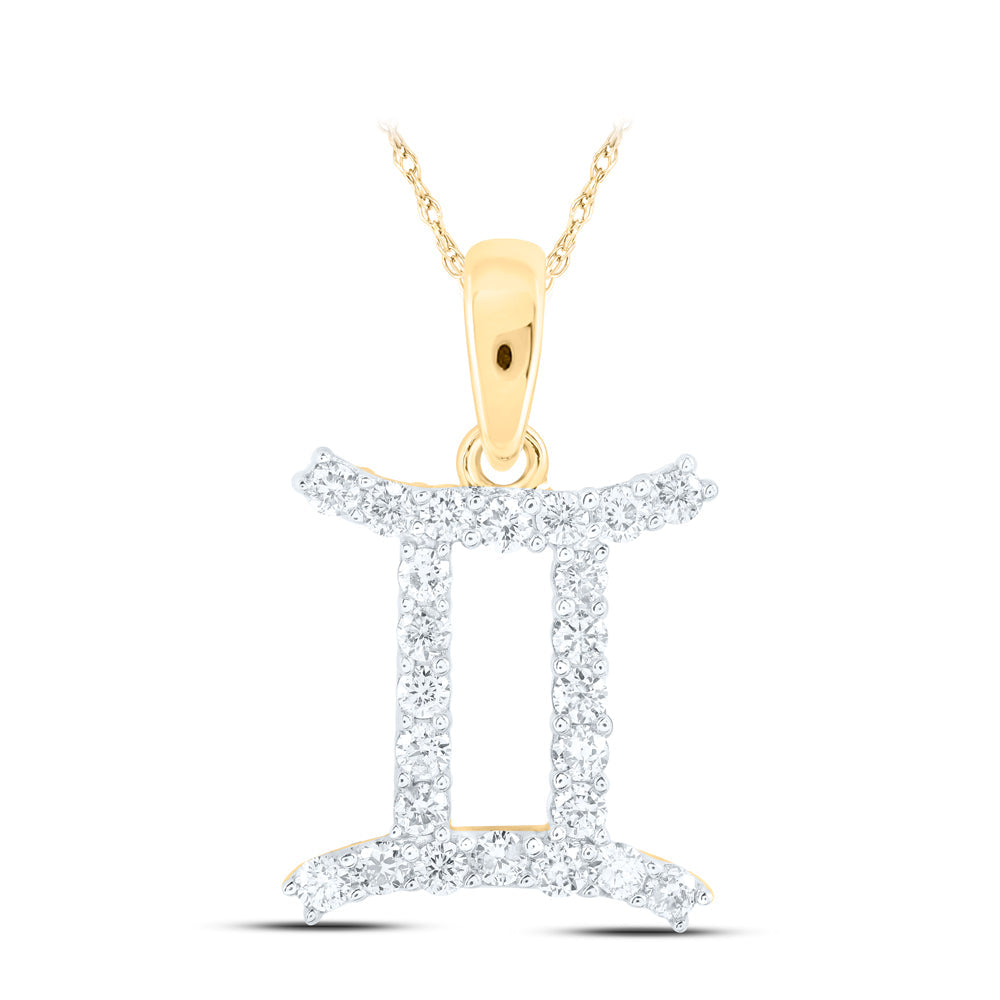 1/4CTW-NAT DIA NK ZODIAC SIGN OF GEMINI PENDANT Daisy Joyeria