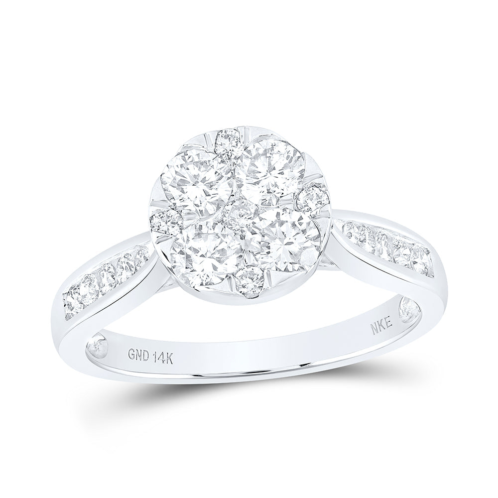 1CTW-NAT DIA NKE 4 STONE FLOWER RING 7 Daisy Joyeria