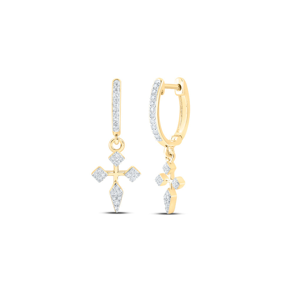 1/6CTW-NAT DIA NK CROSS DANGLING EARRING Daisy Joyeria