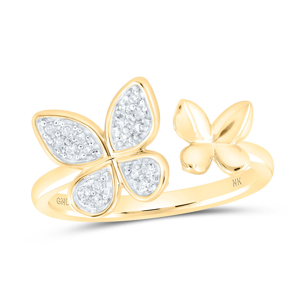1/10CTW-NAT DIA NK BUTTERFLY CUFF RING 7 Daisy Joyeria