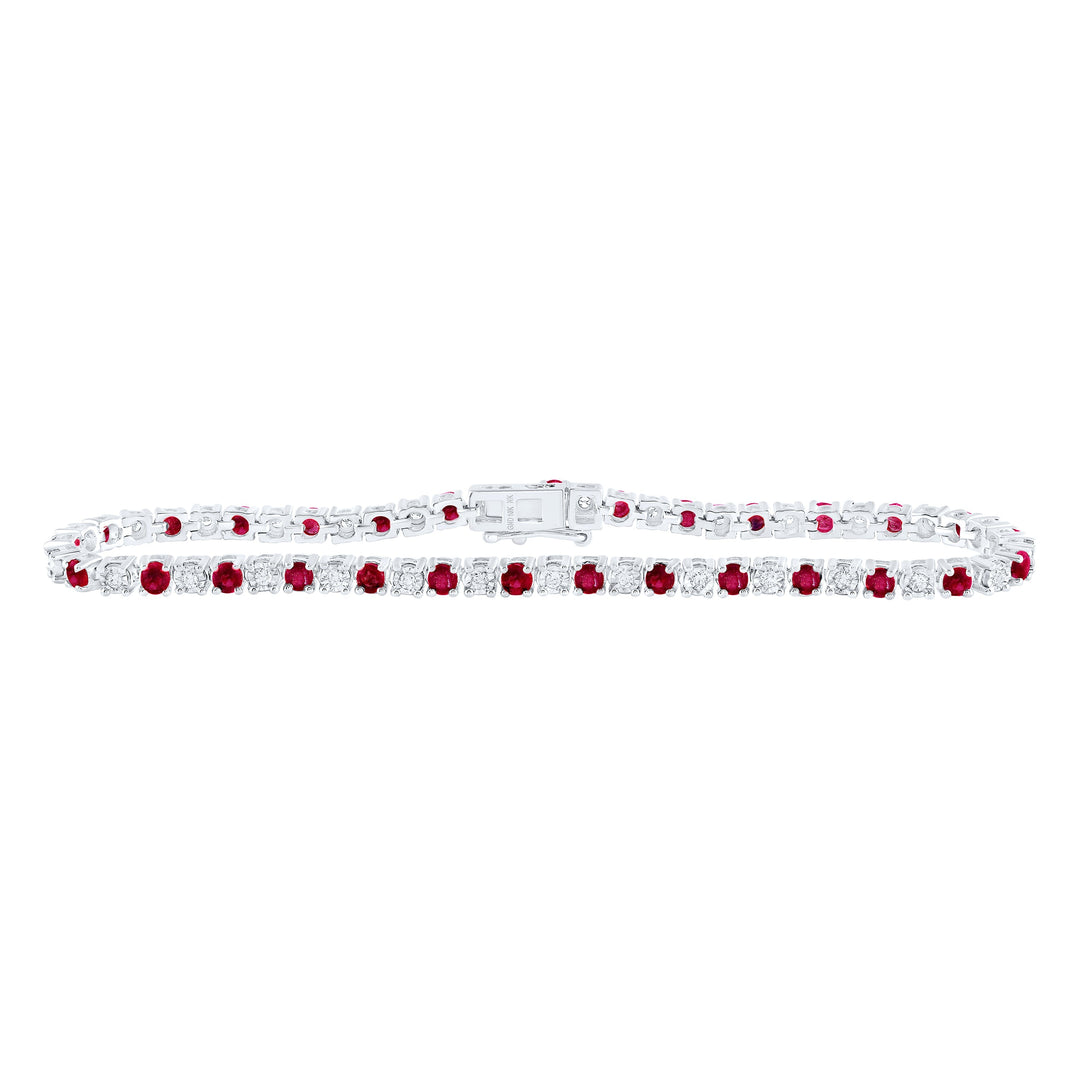 1/2CTW-NAT DIA NK 2 1/2CT-RD-RUBY BRACELET Daisy Joyeria