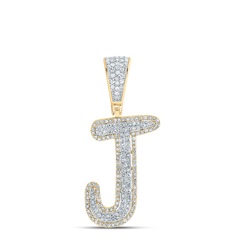 5/8CTW-NAT DIA NK INITIAL "J" MENS PENDANT Daisy Joyeria