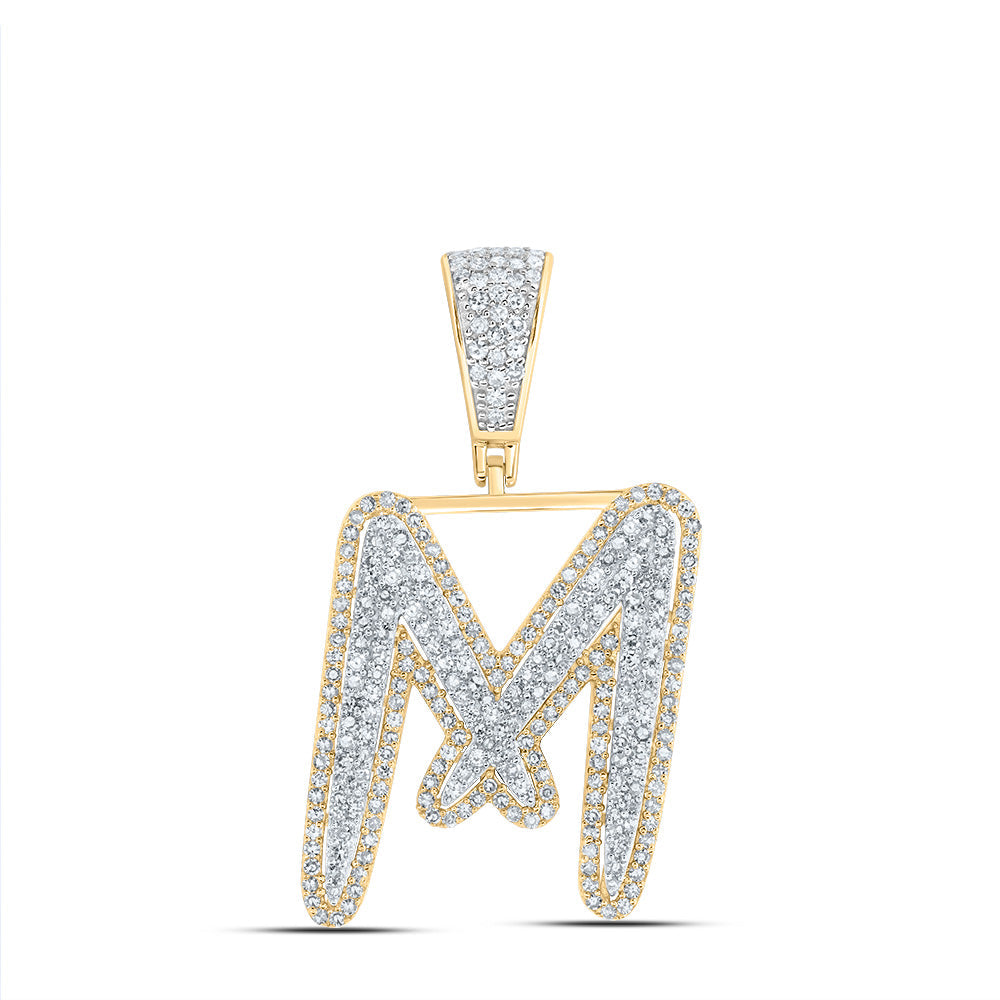 1CTW-NAT DIA NK INITIAL "M" MENS PENDANT Daisy Joyeria