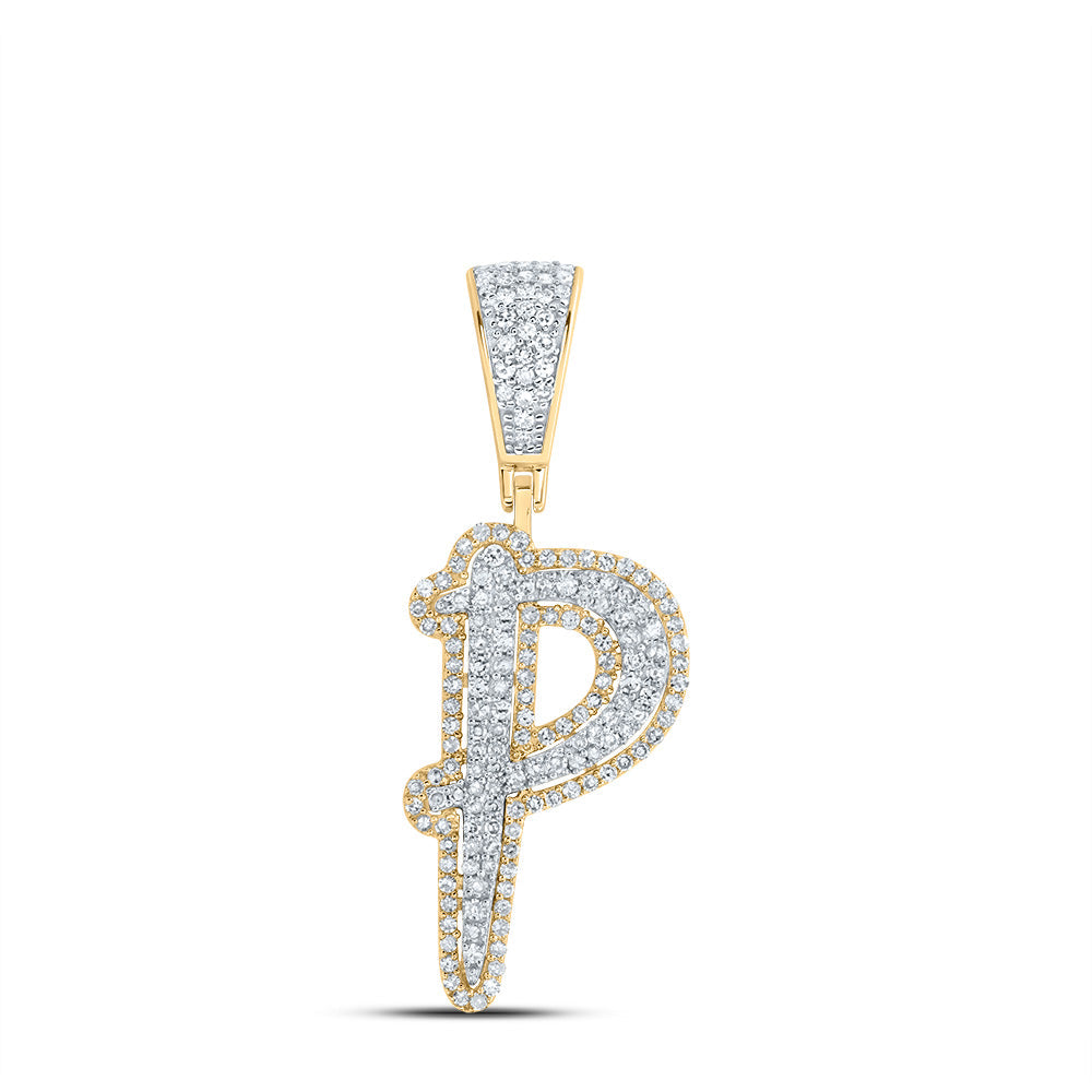 5/8CTW-NAT DIA NK INITIAL "P" MENS PENDANT Daisy Joyeria