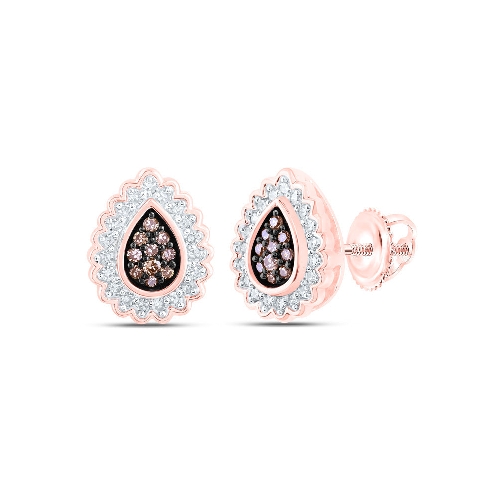 1/4CTW-NAT DIA NK COGNAC PEAR EARRING Daisy Joyeria