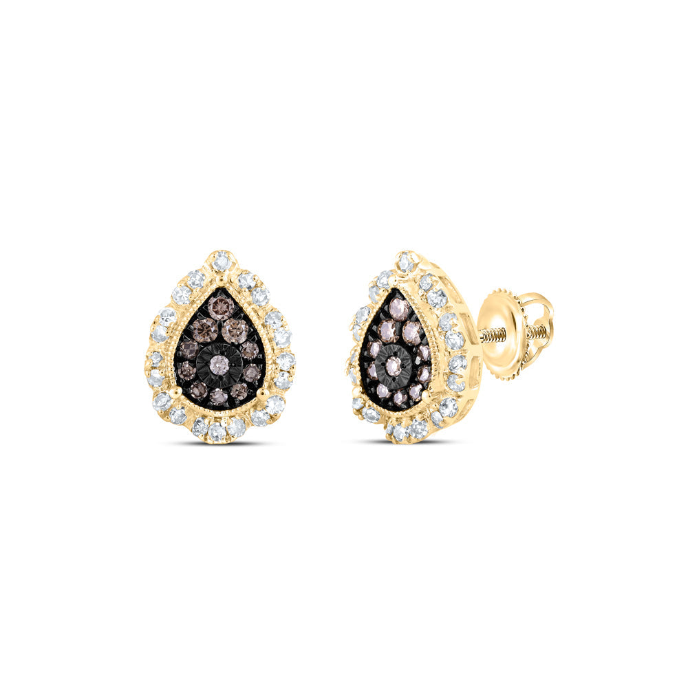 3/8CTW-NAT DIA NK COGNAC PEAR EARRING Daisy Joyeria