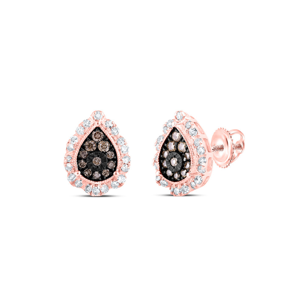 3/8CTW-NAT DIA NK COGNAC PEAR EARRING Daisy Joyeria
