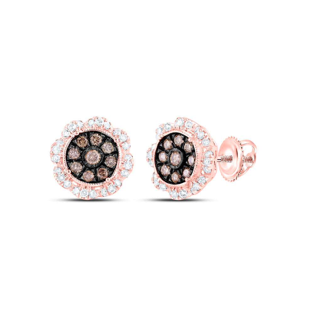 5/8CTW-NAT DIA NK COGNAC ROUND EARRING Daisy Joyeria
